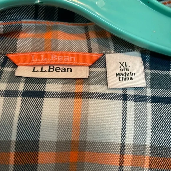 L.L.BEAN women’s XL Plaid Shirt Organic Cotton Blend. Green, Orange, Blue, Sage - Picture 5 of 11